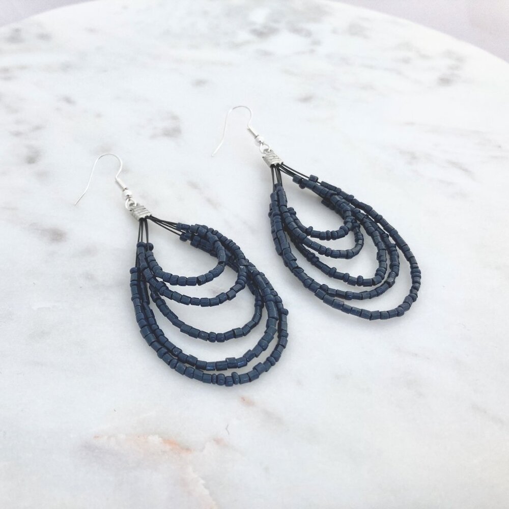 2/$20 Refreshed Bohemian Bead Hoop Dangle Earrings - Blue